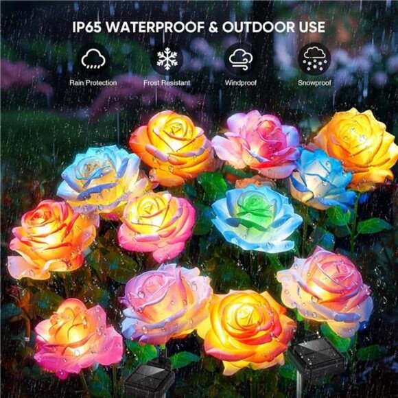 Solar Lights Outdoor 4 Pack Garden Yard Waterproof Color Changing Flower Decor - Picture 4 of 7